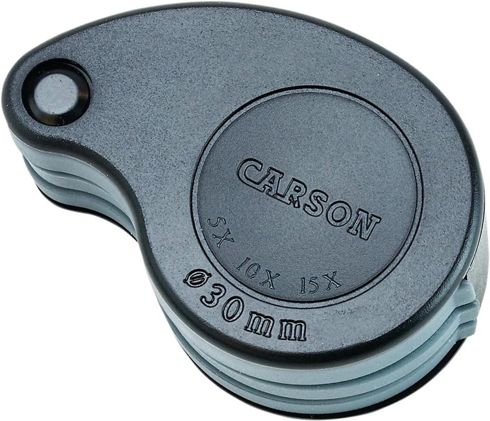 Carson Triview 5X/10X/15X Folding Loupe Magnifier with Built-In Case, 3-In-1 Por - Image 4 of 4