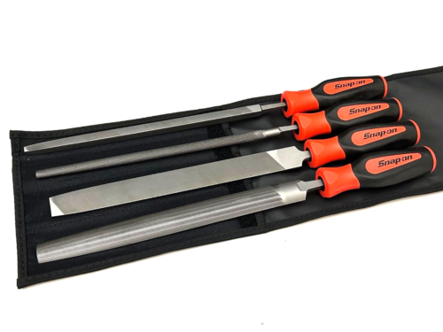 Snap On Tools NEW SGHBF600AO 4 Piece ORANGE Soft Grip Mixed File Set - Picture 2 of 8
