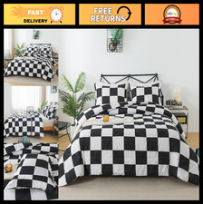 Full Size Checkered Comforter Set - 3 Piece Plaid Bedding, Fluffy Buffalo Plaid