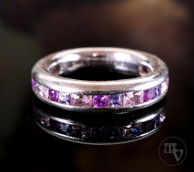 Damenring 925 Silber mit Rosa Pink Violetten Farbsteinen Gr.50 (15,9mm)