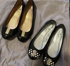 Kate Spade New York Black Leather Ballet Flats two pairs great condition- sz 8m