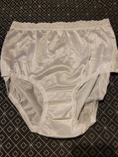 Vintage Pink K All Nylon White Panties Lace Detail Size 8