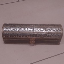 Antike Silberdose vor 1945 mit floralem Ornament-/Blattdekor, graviert