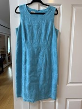 talbots Touquoise Sleeveless dress Raised Flowers 14
