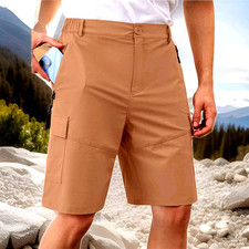 Mens L Cargo Stretch Shorts 5 Pockets Zippers Quick Dry Lightweight Golf,Hiking