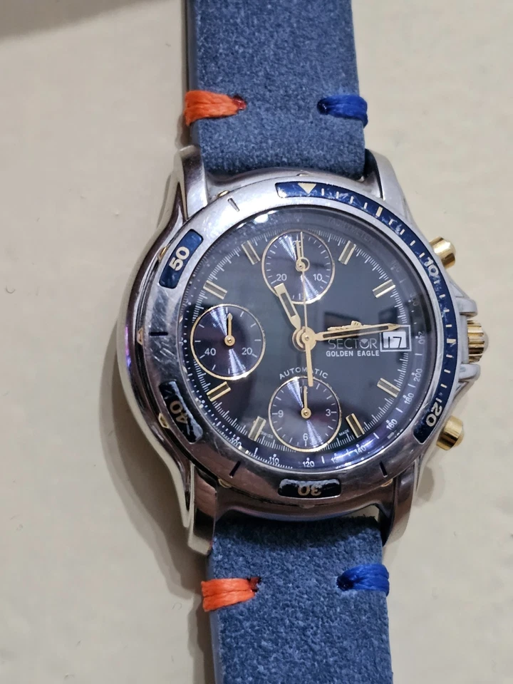 VALJOUX 7750 SECTOR GOLDEN EALGE 1500 CRONÓGRAFO AUTOMÁTICO BUZO HECHO EN SUIZA Foto 3 de 4