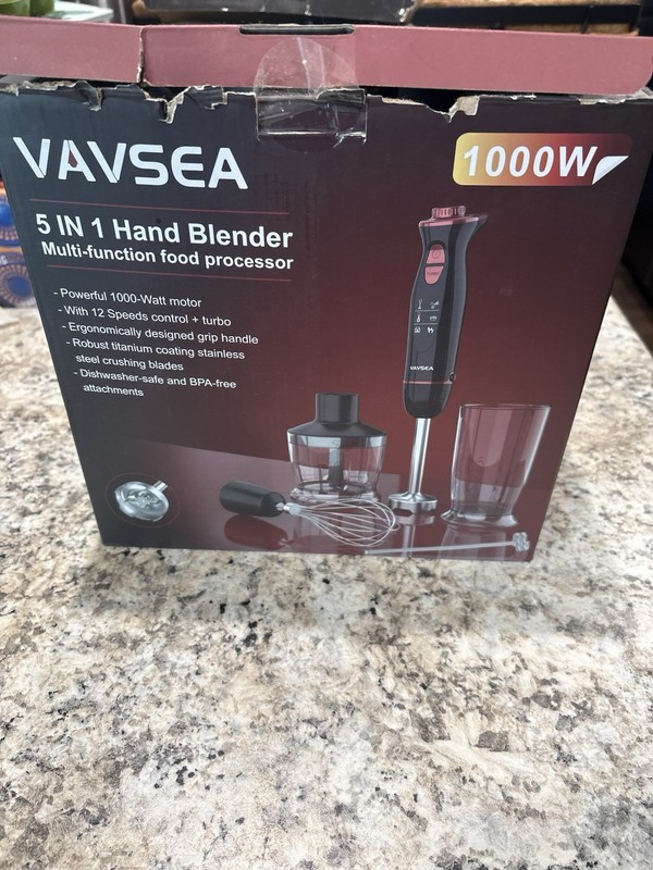 VAVSEA 5-in-1 Handheld Blender Set 1000W 12-Speed Turbo w/ Chopper