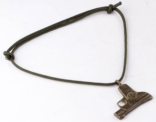 Pendant Pistol Gun Vintage brutal unisex jewelry Military Biker Band Style Brass