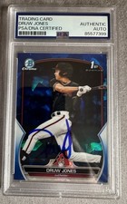 2023 Bowman Chrome Prospects DRUW JONES Sapphire AUTO IP SIGNED PSA #BCP-25 1st