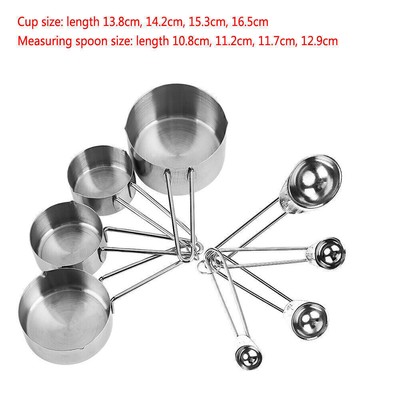 8pcs/Set Measuring Cups&Spoons 430 Stainless Steel Corrosion-Resistant