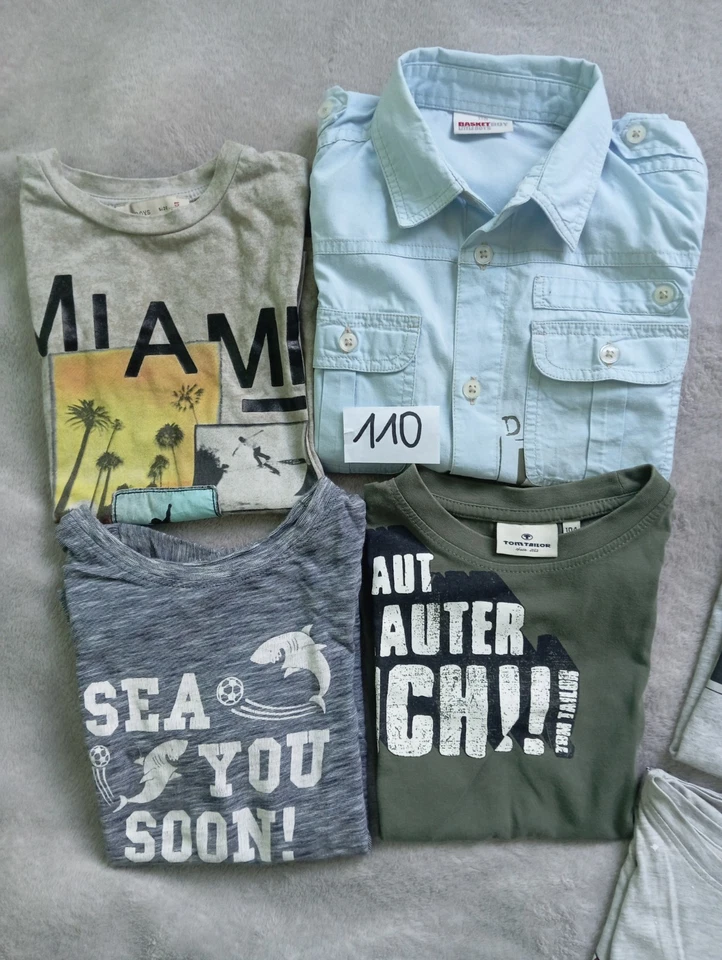 10 tlg. Paket, Gr. 110, Gr. 110/116, Gr. 116, Jungen, T-Shirts + 1 Hemd, 3x NEU! - Bild 3 von 4