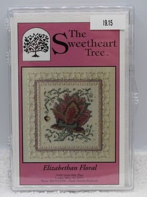 Vintage NIP The Sweetheart Tree ''Elizabethan Floral'' Sampler Cross Stitch Kit