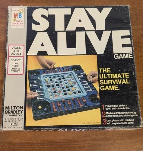 VINTAGE 1971 MILTON BRADLEY STAY ALIVE SURVIVAL GAME INCLUDING MARBLES
