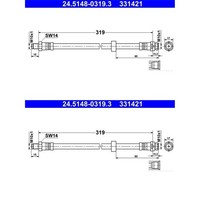 2X ATE BremsschlÄUche Hinten Passend FÜR Ford Tourneo Transit Links+Rechts