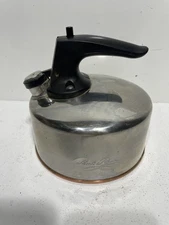 Vintage Revere Ware Kettle Copper Bottom Stainless 1.5 Qt 1960s