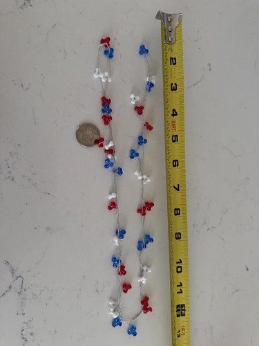 Vintage Red, White And Blue Strung Tri Beads. Over 4 Feet Long Strung For Crafts