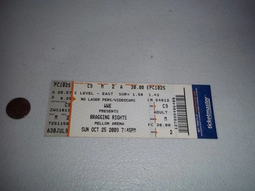 2009 WWF BRAGGING RIGHTS WRESTLING EVENT WWE WCW NWA AWA TICKET STUB
