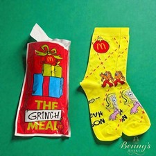 2025 McDONALD'S Grinch Socks Christmas Adult Happy Meal Yellow Socks