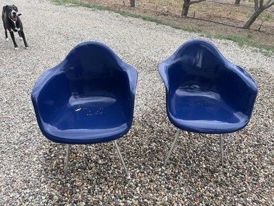Early Herman Miller Zenith Eames Fiberglass LAX Lounge Chair Set Of 2