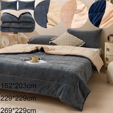Velvet Duvet Cover 3 Pieces Bedding Set Reversible Plush Quilt with 2 Pillowcase