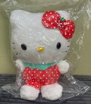 NEW Sanrio Hello Kitty 9'' Plush Strawberry Polka Dot Dress Mint Ruffle Collar