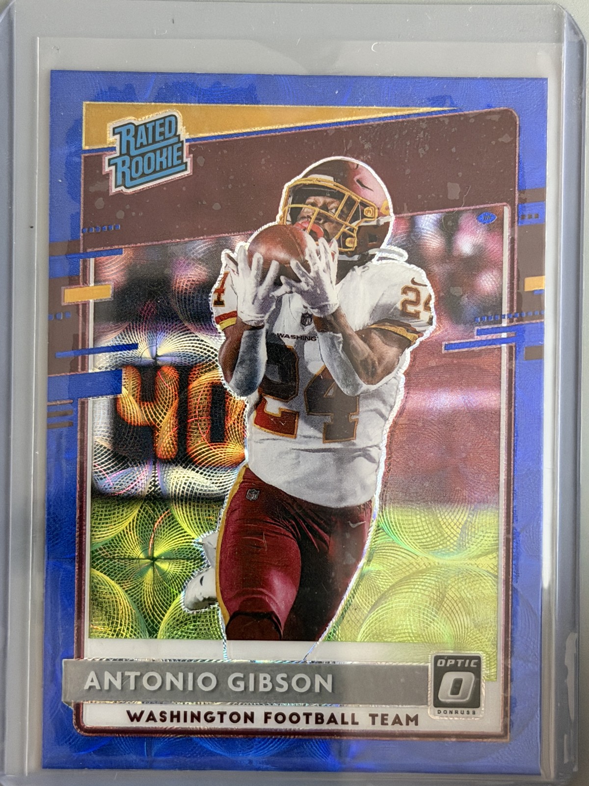 2020 Panini Donruss Optic Rated Rookies Antonio Gibson #185 Blue Scope Prizm RC