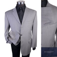 Burberry London Blazer 42R Gray Super 120 s Wool Sport Coat 3 Button Suit Jacket