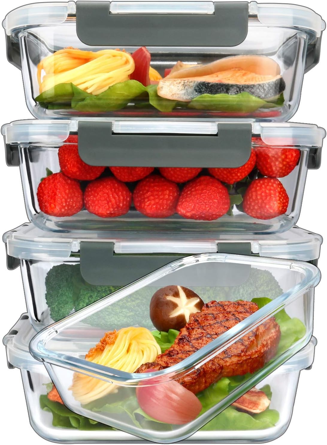 MCIRCO Glass Meal Prep Containers with Lids 1040ml Airtight Glass Food Storage