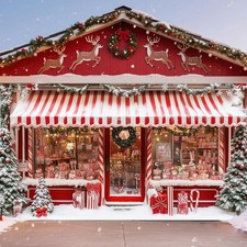 16 x 7 ft Cane Candy Christmas Garage Door Cover Banner Decorations, Christma...