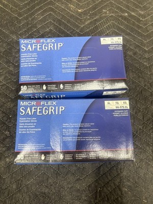 2PK Microflex SG375XL SafeGrip Latex Exam Mechanic Gloves 14Mil XL 50/Box Qty100