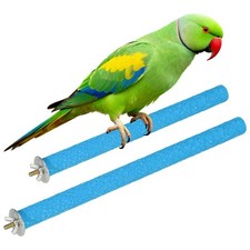 Bird Cage Perch, Parrot Grinding Claw Sticks, 10/12 Inch, Wooden, Blue, 2Pcs 