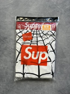 Supreme x Hanes x Spider-Man Boxer Briefs 2 Pack White Web Size M - Imagen 1 de 4