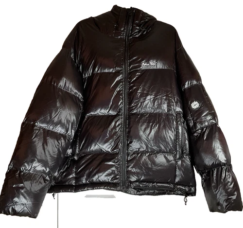 Broken Planet Men's Black Puffer Jacket Hooded Size L Multiple Zip Pockets EUC video thumbnail