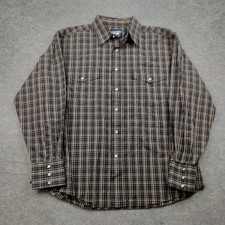 Wrangler Shirt Mens XL Blue Plaid Western Pearl Snap Front Long Sleeve Cotton