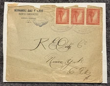 1903 Nicaragua Cover to New York – 5c Volcano Stamps x4, Managua Cancel, R.E. Di