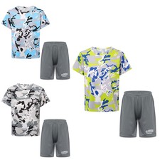 Kids Boys Set Athletic Suit Exercise Outfit Tracksuit Summer Basketball Workout