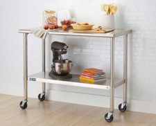 Prep Table Kitchen Cart Storage Stainless Steel Island Utility Rolling Work Top