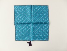  NO CUSTOMS TAX ISAIA Napoli blue Ying Yang motif silk pocket square authentic