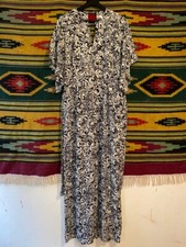 black and white art pattern long dress - XL - exclusive model - viscone