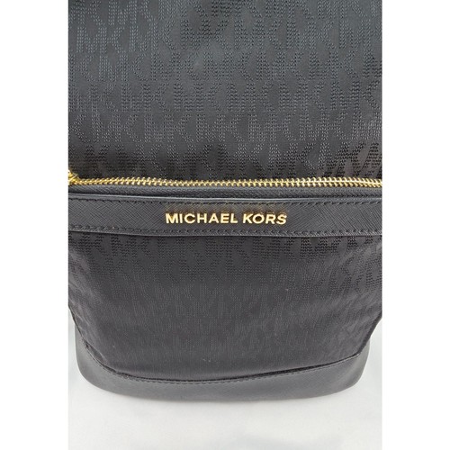 Black Michael Kors Medium Morgan Logo Jacquard Backpack - Picture 14 of 16