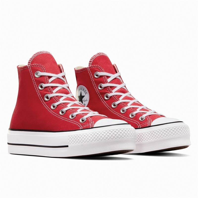 Womens ChuckTaylor All StarLift Platform Canvas Trainers Red