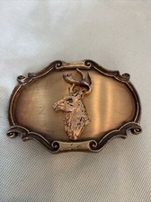 Vintage 1980 Buck Deer Brasstone Raintree Belt Buckle