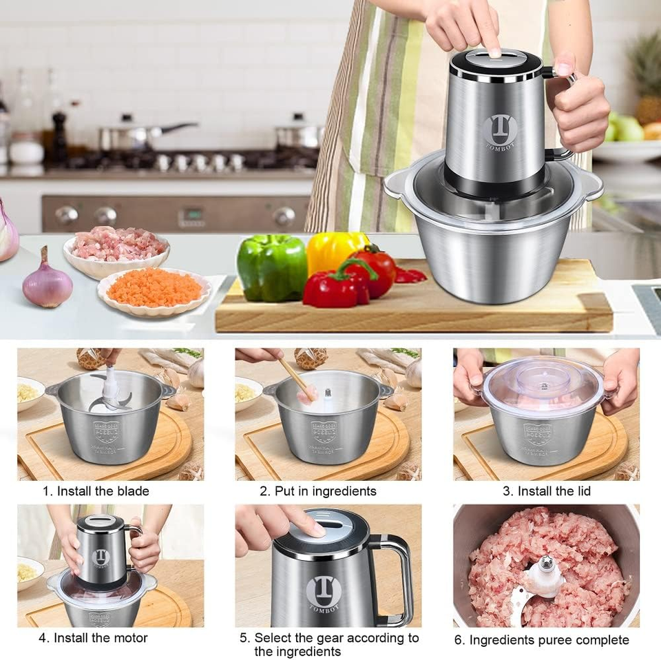 Meat Grinder Food Processor Chopper Electric Small with Safety Handle