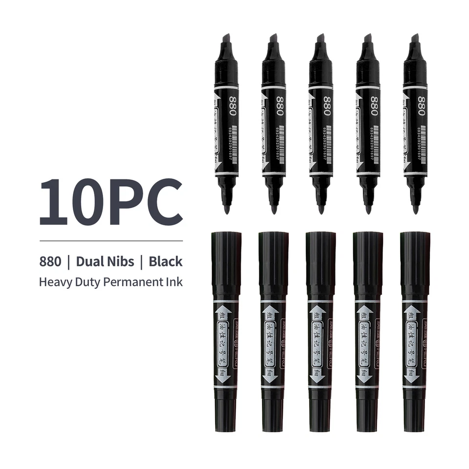 10x Permanent Markers Heavy Duty Alcohol Base Black Blue Red Warehouse Business