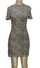 Shein Women's Bodycon Dress Short Sleeve Stretch Animal Print Size S