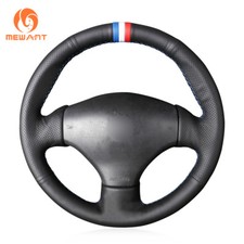 Cubierta de volante de cuero genuino negro superior para Peugeot 206 2003 206 CC 2005
