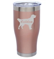 Rose Gold Double Wall Stainless Steel Travel Mug Golden Retriever 'Golden'