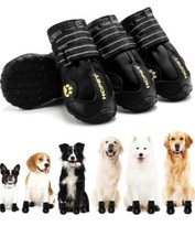 HCPET Dog Shoes/Boots, Waterproof Anti Slip Black Size 3