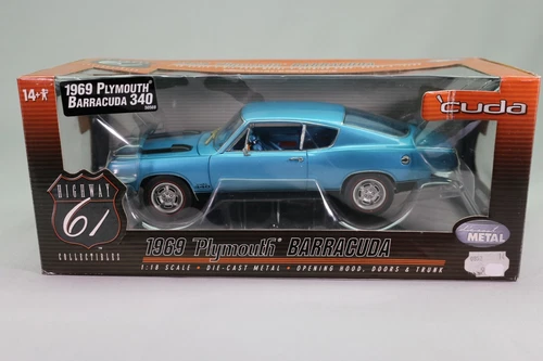 LE327 HIGHWAY 61 50569 Car 1/18 1:18 Plymouth Barracuda 340 1969 Blue