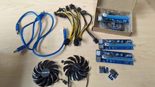 GPU PCI-E Riser 16x to 1x Mining Risers powered  Power Cables, GPU Fans
